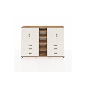 Hyperion Dolap 10 Raflı 6 Çekmeceli 4 Kapaklı 220x44x163 Çam-aytaşı