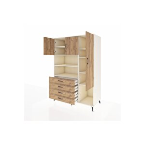 Kronos Dolap 8 Raflı 4 Çekmeceli 3 Kapaklı 132x59x195 Aytaşı-çam/çam