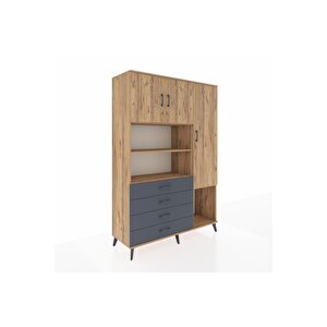Hyperion Dolap 8 Raflı 4 Çekmeceli 3 Kapaklı 132x44x195 Çam-çam/antrasit