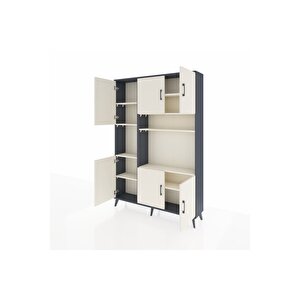 Arges Gardrop 9 Raflı 6 Kapaklı 132x30x195 Antrasit-aytaşı