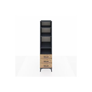 Kronos Dolap 4 Raflı 3 Çekmeceli 44x59x182 Antrasit-çam