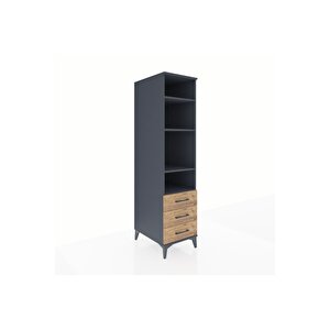 Kronos Dolap 4 Raflı 3 Çekmeceli 44x59x182 Antrasit-çam