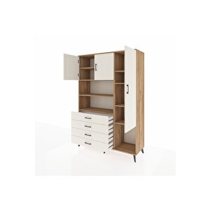 Hyperion Gardrop 8 Raflı 4 Çekmeceli 3 Kapaklı 132x44x195 Çam-aytaşı