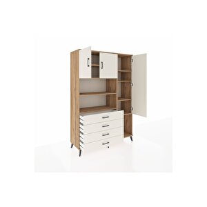 Hyperion Gardrop 8 Raflı 4 Çekmeceli 3 Kapaklı 132x44x195 Çam-aytaşı