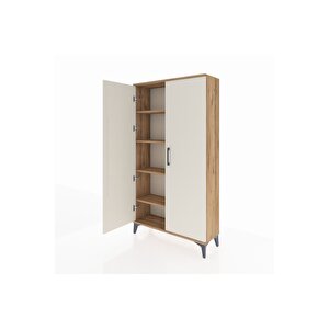 Arges Dolap 4 Raflı 2 Kapaklı 88x30x163 Çam-aytaşı