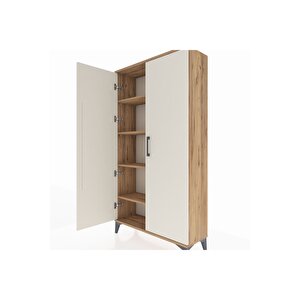 Arges Dolap 4 Raflı 2 Kapaklı 88x30x163 Çam-aytaşı