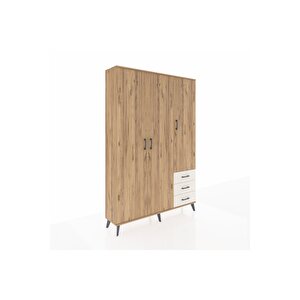 Arges Dolap 6 Raflı 3 Çekmeceli Tek Askılı 132x30x195 Çam-çam/aytaşı