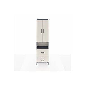 Arges Dolap 3 Raflı 3 Çekmeceli Tek Askılı 60x30x221 Antrasit-aytaşı