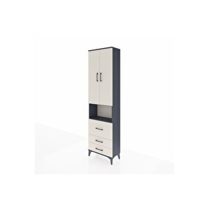 Arges Dolap 3 Raflı 3 Çekmeceli Tek Askılı 60x30x221 Antrasit-aytaşı