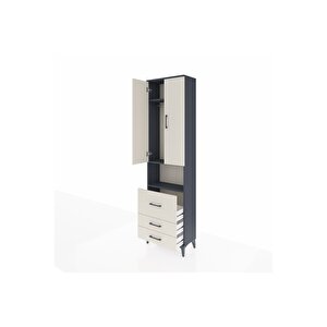 Arges Dolap 3 Raflı 3 Çekmeceli Tek Askılı 60x30x221 Antrasit-aytaşı