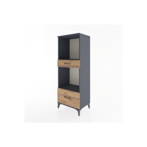 Hyperion Dolap 2 Raflı 2 Çekmeceli 60x44x163 Antrasit-çam