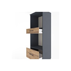 Hyperion Dolap 2 Raflı 2 Çekmeceli 60x44x163 Antrasit-çam