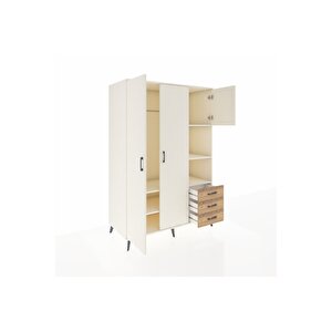 Kronos Dolap 5 Raflı 3 Çekmeceli Tek Askılı 132x59x195 Aytaşı-aytaşı/çam