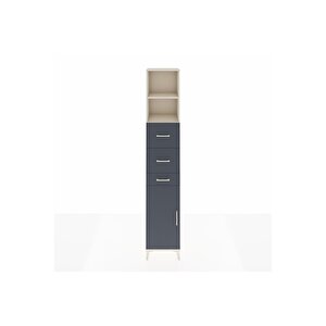 Hyperion Dolap 3 Raflı 3 Çekmeceli Tek Kapaklı 44x44x243 Aytaşı-antrasit