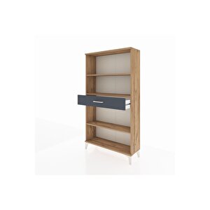 Arges Dolap 3 Raflı Tek Çekmeceli 88x30x163 Çam-antrasit