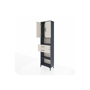 Arges Dolap 4 Raflı 2 Çekmeceli 2 Kapaklı 60x30x221 Antrasit-aytaşı