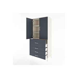 Hyperion Dolap 3 Raflı 4 Çekmeceli 2 Kapaklı 88x44x195 Aytaşı-antrasit