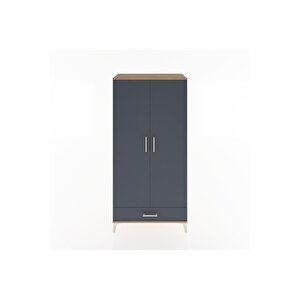 Hyperion Dolap 2 Raflı Tek Çekmeceli Tek Askılı 88x44x182 Çam-antrasit