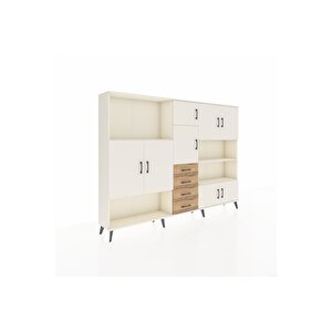 Arges Dolap 9 Raflı 4 Çekmeceli 8 Kapaklı 220x30x163 Aytaşı-aytaşı/çam