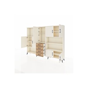 Arges Dolap 9 Raflı 4 Çekmeceli 8 Kapaklı 220x30x163 Aytaşı-aytaşı/çam