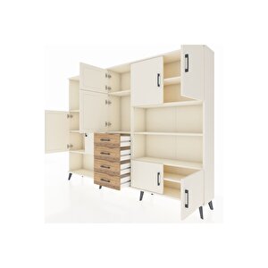 Arges Dolap 9 Raflı 4 Çekmeceli 8 Kapaklı 220x30x163 Aytaşı-aytaşı/çam