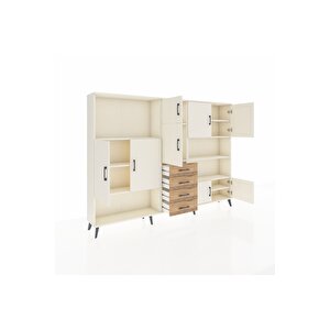 Arges Dolap 9 Raflı 4 Çekmeceli 8 Kapaklı 220x30x163 Aytaşı-aytaşı/çam