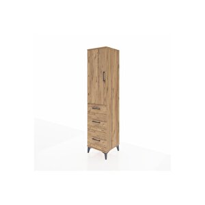 Hyperion Dolap Tek Raflı 3 Çekmeceli Tek Askılı 44x44x195 Çam-çam