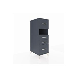 Kronos Dolap Tek Raflı 4 Çekmeceli 44x59x134 Antrasit-antrasit