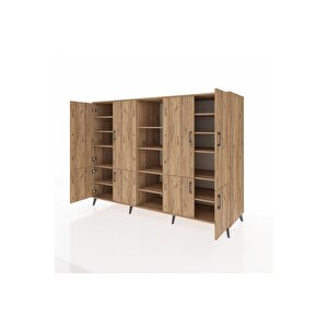 Kronos Dolap 14 Raflı 8 Kapaklı 220x59x163 Çam-çam