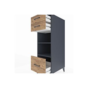 Kronos Dolap 2 Raflı 3 Çekmeceli 44x59x134 Antrasit-çam