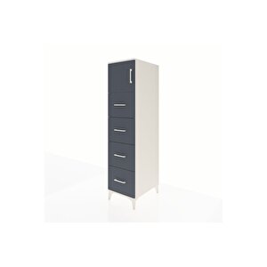 Kronos Dolap Tek Raflı 4 Çekmeceli Tek Kapaklı 44x59x182 Aytaşı-antrasit