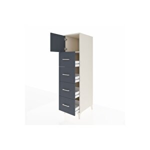 Kronos Dolap Tek Raflı 4 Çekmeceli Tek Kapaklı 44x59x182 Aytaşı-antrasit