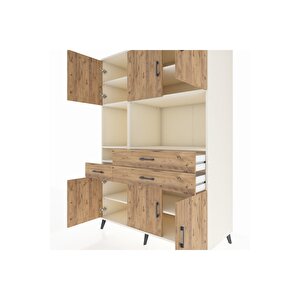 Kronos Dolap 9 Raflı 3 Çekmeceli 6 Kapaklı 132x59x195 Aytaşı-çam/çam