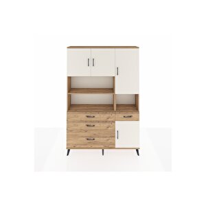Arges Dolap 9 Raflı 4 Çekmeceli 4 Kapaklı 132x30x195 Çam-aytaşı/çam