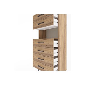 Arges Dolap Tek Raflı 6 Çekmeceli 60x30x134 Çam-çam