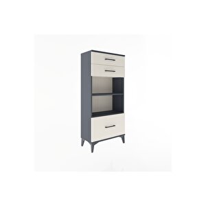 Arges Dolap 2 Raflı 3 Çekmeceli 60x30x134 Antrasit-aytaşı