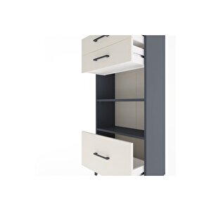 Arges Dolap 2 Raflı 3 Çekmeceli 60x30x134 Antrasit-aytaşı