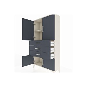Arges Dolap 2 Raflı 3 Çekmeceli 4 Kapaklı 88x30x163 Aytaşı-antrasit