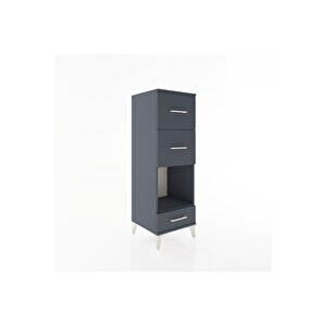 Hyperion Dolap Tek Raflı 3 Çekmeceli 44x44x134 Antrasit-antrasit