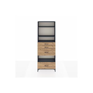 Arges Dolap 4 Raflı 4 Çekmeceli 88x30x243 Antrasit-çam