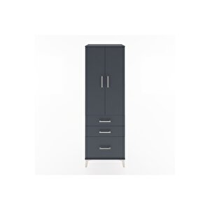 Hyperion Dolap 2 Raflı 3 Çekmeceli 2 Kapaklı 60x44x182 Antrasit-antrasit