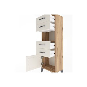 Arges Dolap Tek Raflı 4 Çekmeceli Tek Kapaklı 44x30x134 Çam-aytaşı