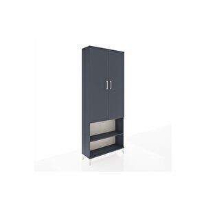 Arges Dolap 3 Raflı 2 Kapaklı Tek Askılı 88x30x221 Antrasit-antrasit