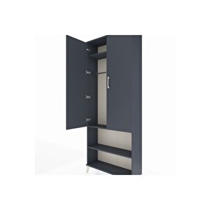 Arges Dolap 3 Raflı 2 Kapaklı Tek Askılı 88x30x221 Antrasit-antrasit