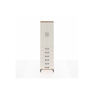 Arges Dolap 3 Raflı 6 Çekmeceli 2 Kapaklı 60x30x221 Çam-aytaşı