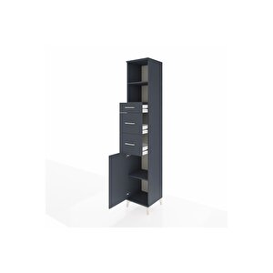 Hyperion Dolap 3 Raflı 3 Çekmeceli Tek Kapaklı 44x44x243 Antrasit-antrasit