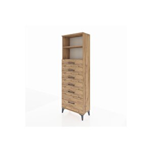 Arges Dolap 2 Raflı 6 Çekmeceli 60x30x182 Çam-çam