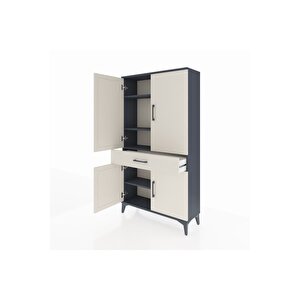 Arges Dolap 4 Raflı Tek Çekmeceli 4 Kapaklı 88x30x163 Antrasit-aytaşı
