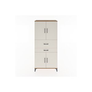 Hyperion Dolap 4 Raflı 2 Çekmeceli 4 Kapaklı 88x44x195 Çam-aytaşı