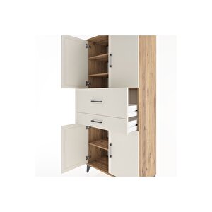 Hyperion Dolap 4 Raflı 2 Çekmeceli 4 Kapaklı 88x44x195 Çam-aytaşı
